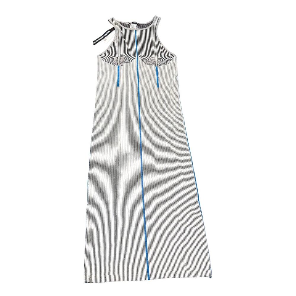Zara Limitless Contour Collection Ribbed Tank Maxi Embroidered Dress Size XS NWT